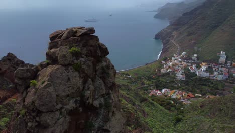 Aerial-drone-video-of-coastline,-coastal-landscape-in-Northern-Tenerife