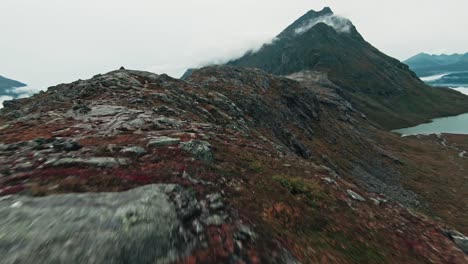 Magical-mountain-landscape-of-Norway,-FPV-drone-view