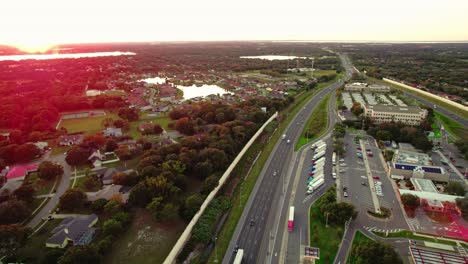 Cars-Speeding-Along-The-Highway-Near-Turkey-Lake-Service-Plaza,-Orlando-Florida,-USA