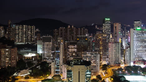 Zeitraffer-Des-Nächtlich-Beleuchteten-Hongkong