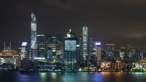 Zeitraffer-Von-Hongkong-Bei-Nacht-Beleuchtet