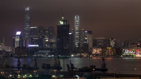 Timelapse-Del-Tráfico-De-Transporte-Acuático-Y-De-Hong-Kong-En-El-Puerto