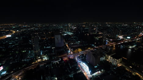 Timelapse-Del-Panorama-Nocturno-De-Bangkok-De-La-Ciudad-Iluminada
