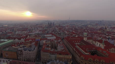 Prague-cityscape-aerial-view-at-dawn