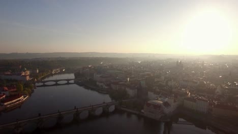 Quiet-and-beautiful-Prague-at-sunrise-aerial-view