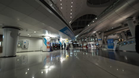 Time-lapse-shot-of-moving-in-the-Incheon-International-Airport-Seoul-South-Korea