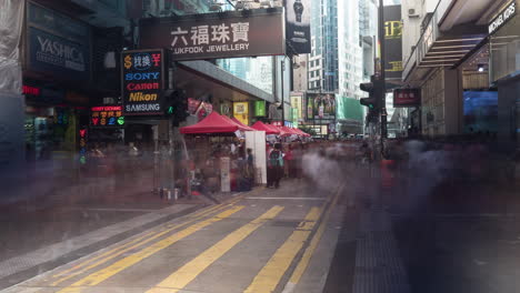 Timelapse-Del-Tráfico-De-Personas-En-El-Mercado-Callejero-De-Hong-Kong