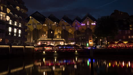 Night-Rotterdam-with-Cube-Houses-and-waterfront-cafes