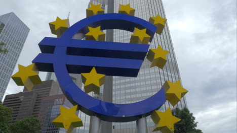 Euro-symbol-at-Eurotower-in-Frankfurt-Germany