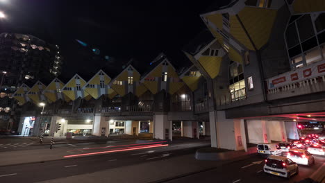 Timelapse-of-car-traffic-on-street-with-Cube-Houses-Rotterdam