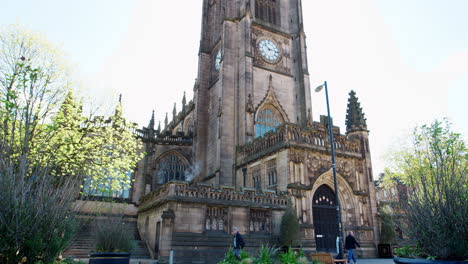 Manchester,UK---4-May-2017:-Exterior-Of-Manchester-Cathedral