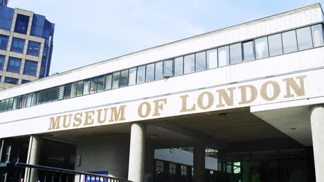 LONDON---MAY,-2017:-Signage-on-the-exterior-of-the-Museum-of-London-building,-London-Wall-Street,-London-EC2,-detail