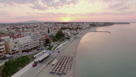 Aerial-view-of-Nea-Kallikratia-coast-at-sunrise-Greece
