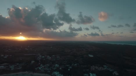 Insel-Mauritius-Bei-Sonnenuntergang,-Luftaufnahme