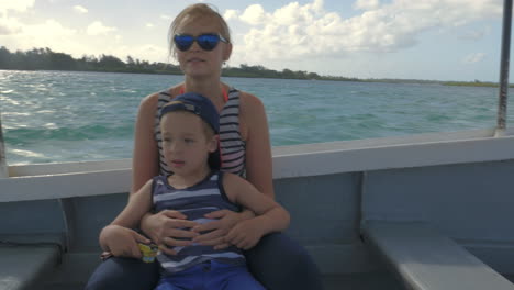 Mother-and-child-having-speedy-boat-travel