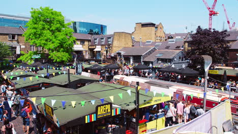 London---Mai-2017:-Erhöhte-Ansicht-Der-Stände-Am-Camden-Lock-Market,-Camden-Town,-London,-NW1