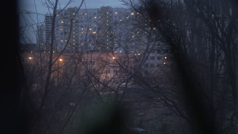 Paisaje-Nocturno-Del-Distrito-Residencial-De-Moscú