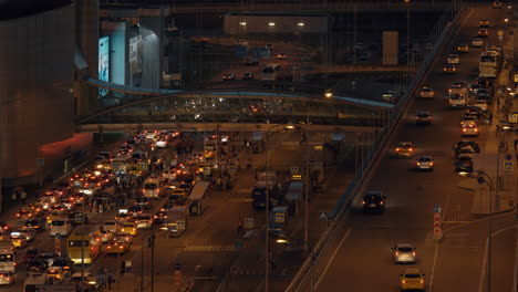 Traffic-jam-Cars-trying-to-leave-Sheremetyevo-Airport-at-night