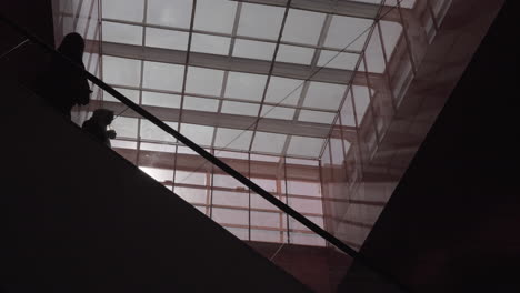 Woman-with-kid-on-escalator-in-shopping-centre