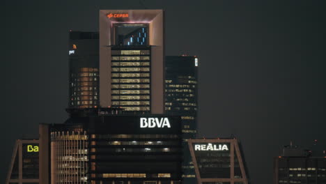 Office-skyscrapers-in-night-Madrid-Spain