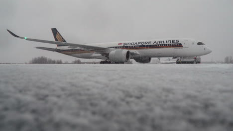 Timelapse-Del-Deshielo-Del-Avión-De-Singapore-Airlines-En-Invierno