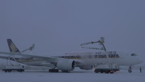 Avión-De-Singapore-Airlines-Descongelado-Antes-Del-Vuelo