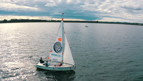 Aerial-view-of-yacht-on-the-ocean