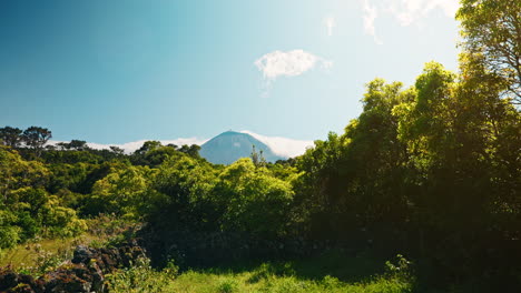 Wide-shot-of-Mount-Pico-in-the-Azores-archipelago-of-Portugal
