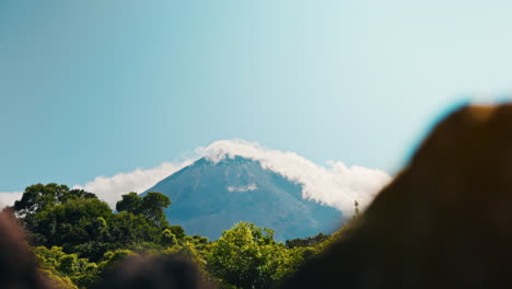Slow-motion-close-up-shot-of-Mount-Pico-in-the-Azores-islands,-Portugal