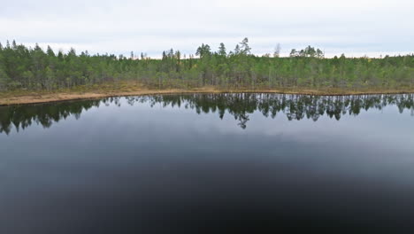 Spiegelreflexion-über-Einem-Ruhigen-See-Im-Herbstwald-Von-Schweden
