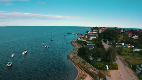 aerial-view-of-drone-flying-abow-Rewa,-baltic-sea