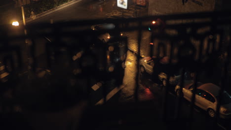 City-street-at-rainy-night-View-from-the-balcony