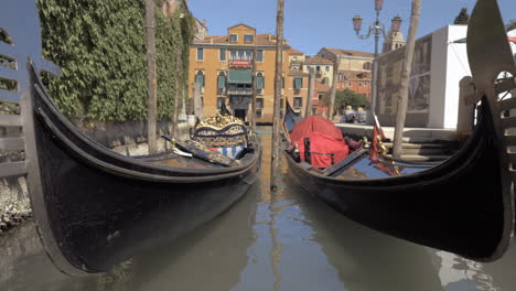 Two-gondola-boats-in-Venice-Italy