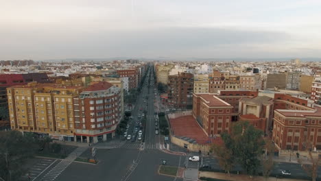 Aerial-cityscape-of-Valencia-in-winter-Spain