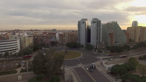 Aerial-Valencia-scene-with-Turia-Gardens-and-Angel-Custodi-Bridge-Spain