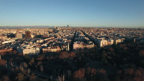 Madrid-aerial-shot-in-winter-morning-Spain