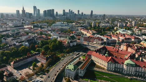 Aerial-mavic-3-cine-drone-footage-of-Warsaw-capital-city,-Poland