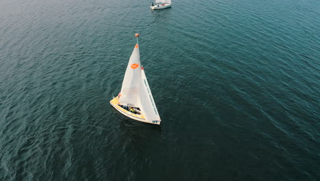 Aerial-view-of-yachts-on-the-ocean