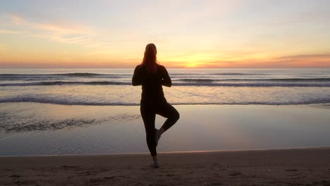 silhouette-of-woman-doing-the-tree-pose-looking-towards-the-sea-in-slow-motion
