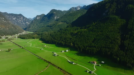 Beautiful-aerial-view-of-Gosau-municipality-in-Austria