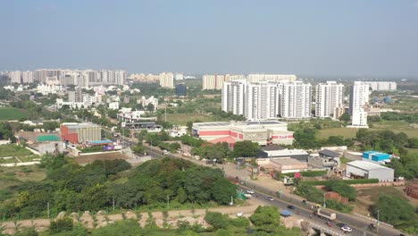 Rajkot-city-aerial-view-drone-camera-SARAZA-HOTEL-moving-forward
