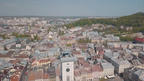 Luftstadt-Lemberg,-Ukraine.-Europäische-Stadt.-Beliebte-Gegenden-Der-Stadt.-Dominikanisch