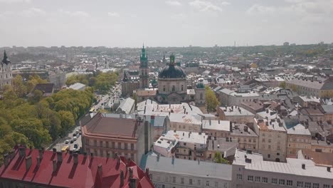 Lvov,-Ukraine.-Aerial-City-Lviv,-Ukraine.-Panorama-of-the-old-town.-Dominican