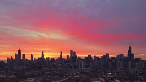 Skyline-Von-Chicago-Von-Oben-Bei-Sonnenaufgang