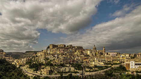 Timelapse-Of-Palermo-Medieval-Cityscape-Under-Clouded-Sky-In