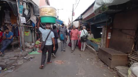 Material-De-Archivo-De-La-Calle-Kolkata-Y-Los-Trabajadores