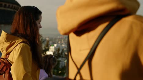 tourists-admiring-panoramic-city-view-of-Ljubljana-from-Ljubljana-castle,-Slovenia