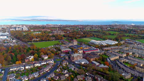 Aerial-track-from-right-to-left-above-Stewart's-Melville-College-looking-North-towards-Fife-and-the-Firth-of-Forth