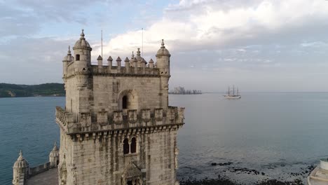 Luftaufnahme-Des-Historischen-Belem-Turms-In-Lissabon,-Portugal