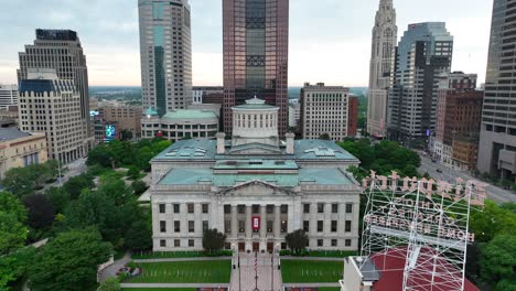 Aerial-view-of-the-Ohio-Statehouse-with-Columbus-skyline-in-the-background